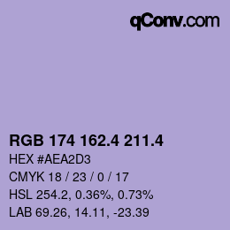 カラーコード: RGB 174 162.4 211.4 | qconv.com