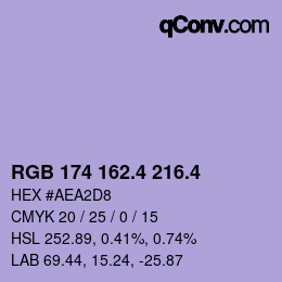 カラーコード: RGB 174 162.4 216.4 | qconv.com