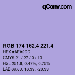 カラーコード: RGB 174 162.4 221.4 | qconv.com