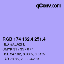 カラーコード: RGB 174 162.4 251.4 | qconv.com