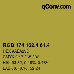 カラーコード: RGB 174 162.4 61.4 | qconv.com