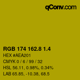 カラーコード: RGB 174 162.8 1.4 | qconv.com