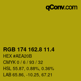 カラーコード: RGB 174 162.8 11.4 | qconv.com