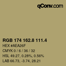 カラーコード: RGB 174 162.8 111.4 | qconv.com