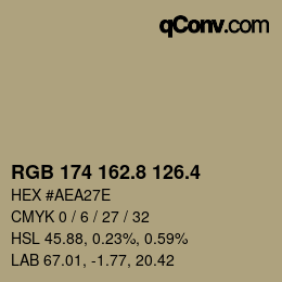 カラーコード: RGB 174 162.8 126.4 | qconv.com