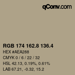 カラーコード: RGB 174 162.8 136.4 | qconv.com