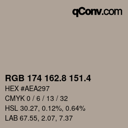 カラーコード: RGB 174 162.8 151.4 | qconv.com
