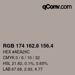 カラーコード: RGB 174 162.8 156.4 | qconv.com