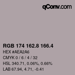 カラーコード: RGB 174 162.8 166.4 | qconv.com