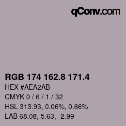 カラーコード: RGB 174 162.8 171.4 | qconv.com