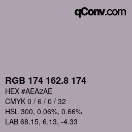カラーコード: RGB 174 162.8 174 | qconv.com