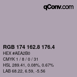 カラーコード: RGB 174 162.8 176.4 | qconv.com