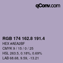 カラーコード: RGB 174 162.8 191.4 | qconv.com