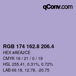 カラーコード: RGB 174 162.8 206.4 | qconv.com