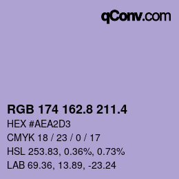 カラーコード: RGB 174 162.8 211.4 | qconv.com