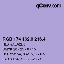 カラーコード: RGB 174 162.8 216.4 | qconv.com