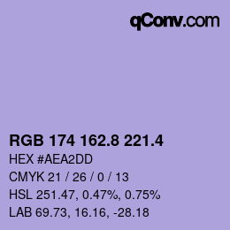 カラーコード: RGB 174 162.8 221.4 | qconv.com
