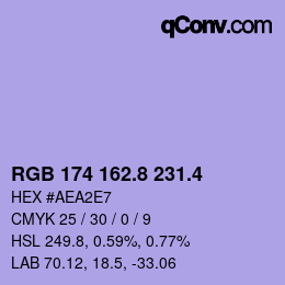 カラーコード: RGB 174 162.8 231.4 | qconv.com