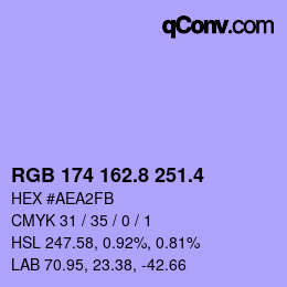 カラーコード: RGB 174 162.8 251.4 | qconv.com