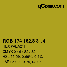 カラーコード: RGB 174 162.8 31.4 | qconv.com