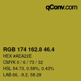 カラーコード: RGB 174 162.8 46.4 | qconv.com