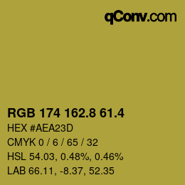 カラーコード: RGB 174 162.8 61.4 | qconv.com
