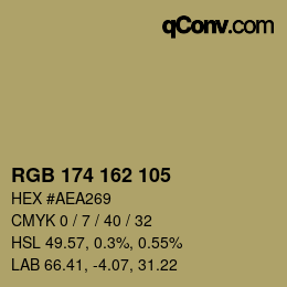 Color code: RGB 174 162 105 | qconv.com