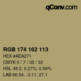 Color code: RGB 174 162 113 | qconv.com