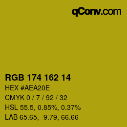 Color code: RGB 174 162 14 | qconv.com