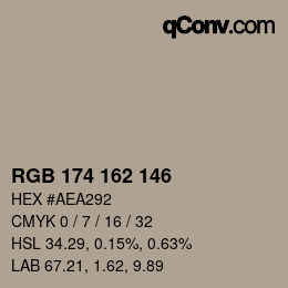 カラーコード: RGB 174 162 146 | qconv.com