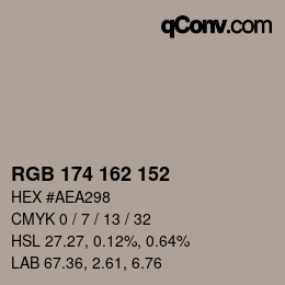 Color code: RGB 174 162 152 | qconv.com