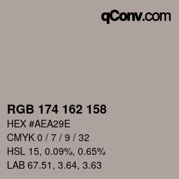 Color code: RGB 174 162 158 | qconv.com