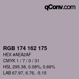 カラーコード: RGB 174 162 175 | qconv.com