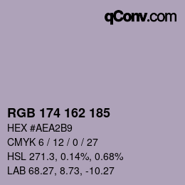 カラーコード: RGB 174 162 185 | qconv.com