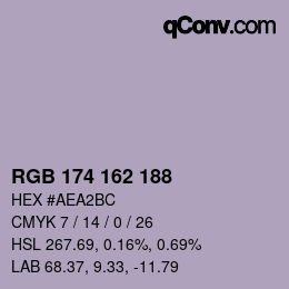 Color code: RGB 174 162 188 | qconv.com