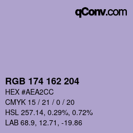 Color code: RGB 174 162 204 | qconv.com