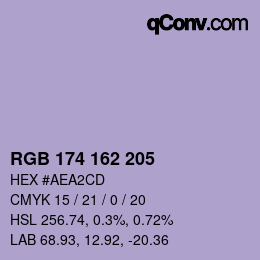 Color code: RGB 174 162 205 | qconv.com