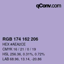 カラーコード: RGB 174 162 206 | qconv.com