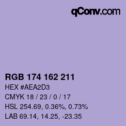Color code: RGB 174 162 211 | qconv.com