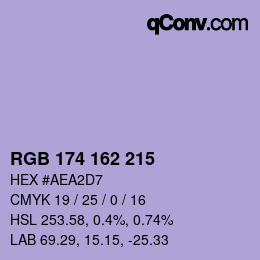 Color code: RGB 174 162 215 | qconv.com