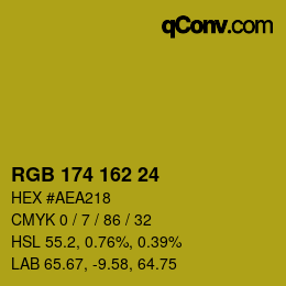 Color code: RGB 174 162 24 | qconv.com