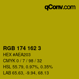 カラーコード: RGB 174 162 3 | qconv.com