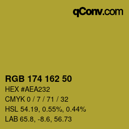 Color code: RGB 174 162 50 | qconv.com
