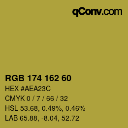 Color code: RGB 174 162 60 | qconv.com