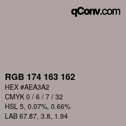 Color code: RGB 174 163 162 | qconv.com