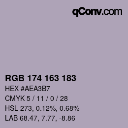 Color code: RGB 174 163 183 | qconv.com