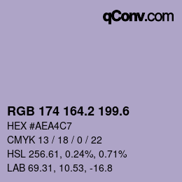 カラーコード: RGB 174 164.2 199.6 | qconv.com