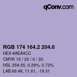 カラーコード: RGB 174 164.2 204.6 | qconv.com