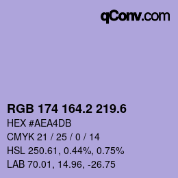 カラーコード: RGB 174 164.2 219.6 | qconv.com