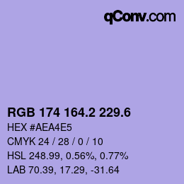 カラーコード: RGB 174 164.2 229.6 | qconv.com